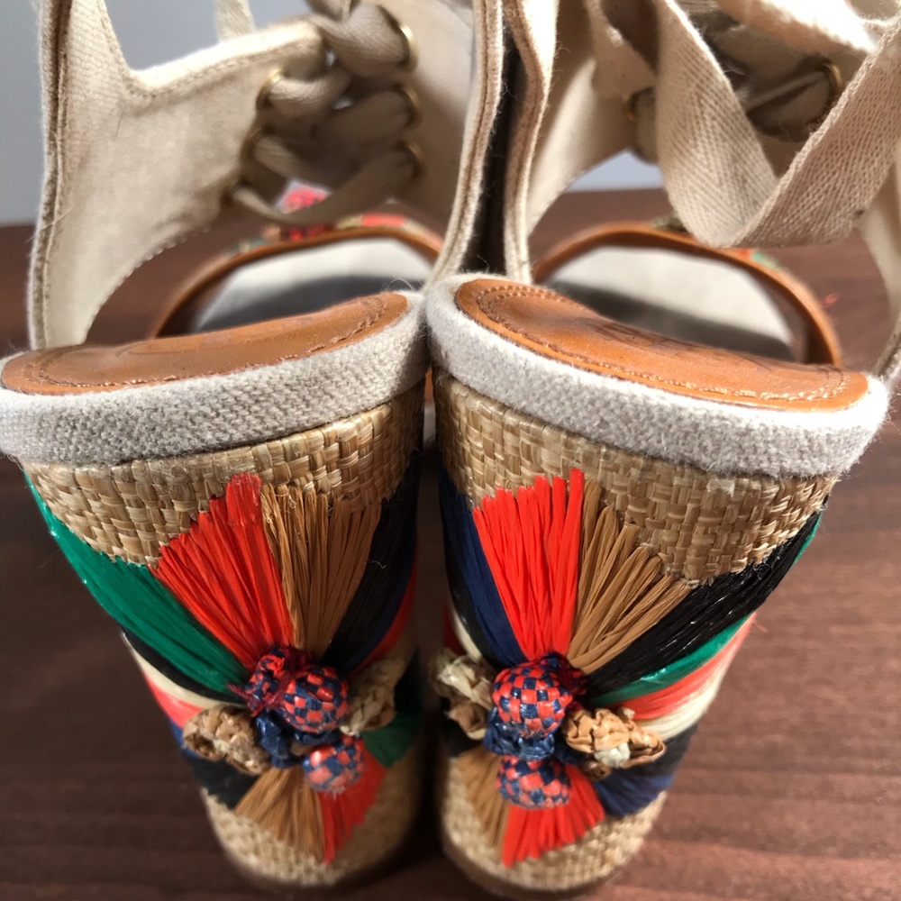 Tory Burch Geraldine raffia & linen sandal